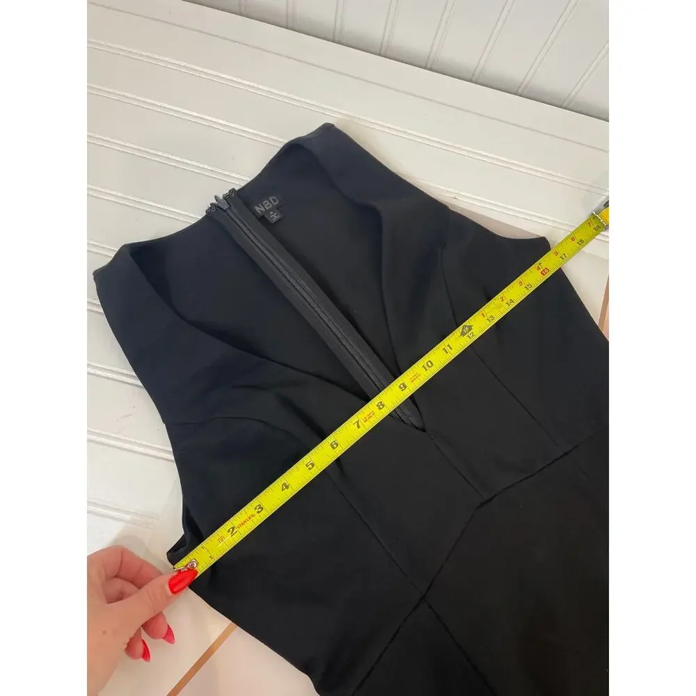 NBD x Revolve Black Dries Asymmetrical Body-Con Mini Dress Sleeveless V-Neck M